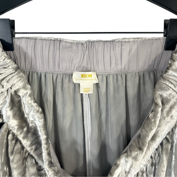 Anthropologie Maeve Anastacia Wide Leg Velvet Pants in Silver Size L Large - Picture 8 of 10